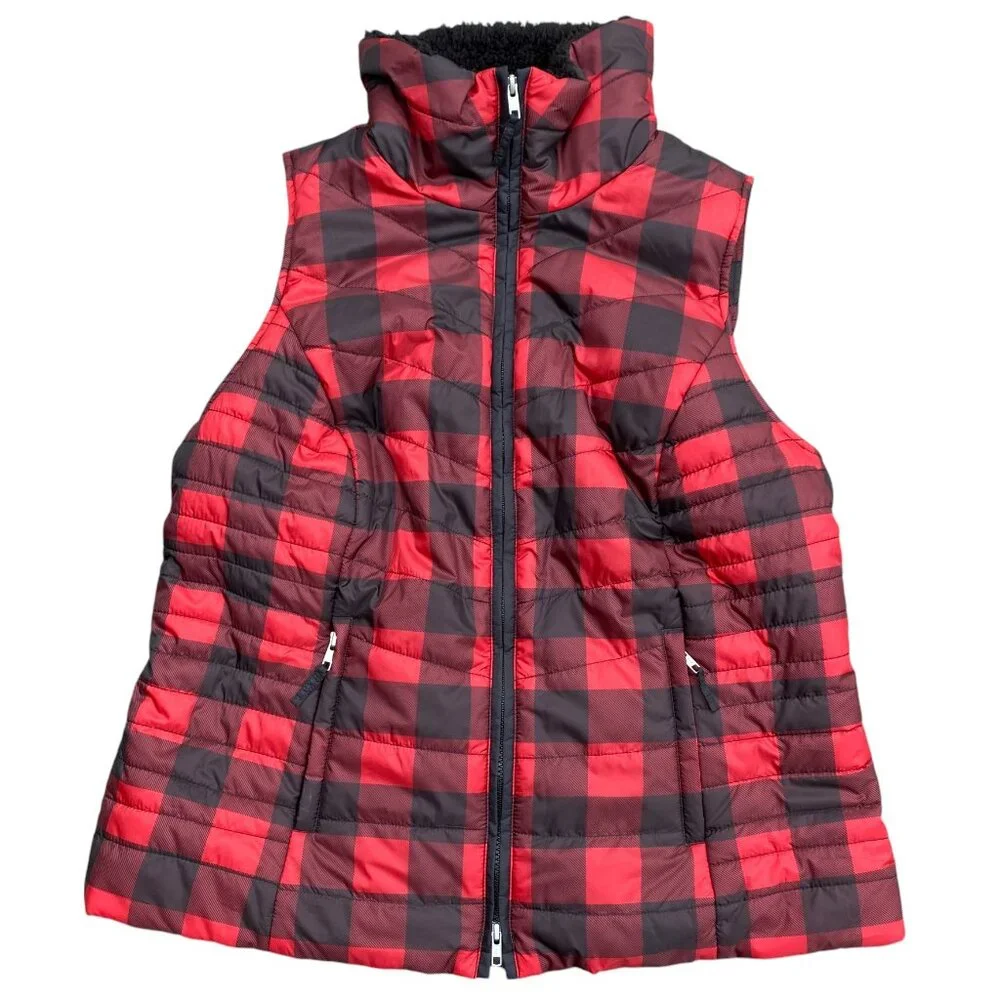 Talbots Quilted Sherpa Lined Buffalo Plaid Vest Country Cabin Outdoor HIking-X - Picture 3 of 16
